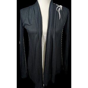 Angeni Contrast Stich Tribal Embroidered Gothic Cardigan Size Medium
